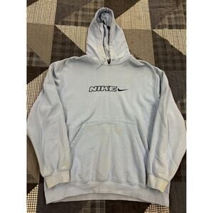 VTG 90s Y2K‎ Thrashed Paint Splatter Nike Spellout Center Swoosh Hoodie Men XL